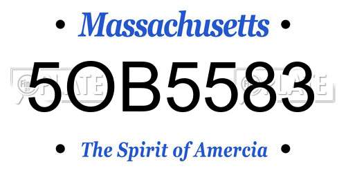 5OB5583 Massachusetts License Plate