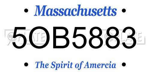 5OB5883 Massachusetts License Plate