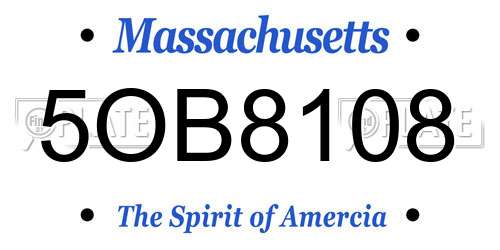 5OB8108 Massachusetts License Plate
