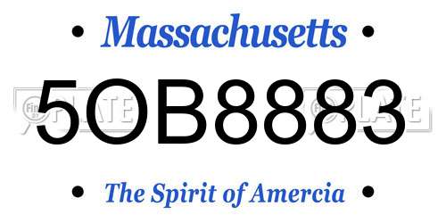 5OB8883 Massachusetts License Plate