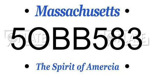 5OBB583 Massachusetts License Plate