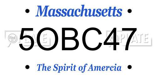 5OBC47 Massachusetts License Plate