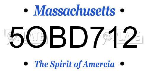 5OBD712 Massachusetts License Plate