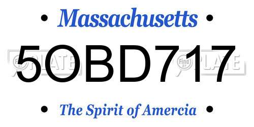 5OBD717 Massachusetts License Plate