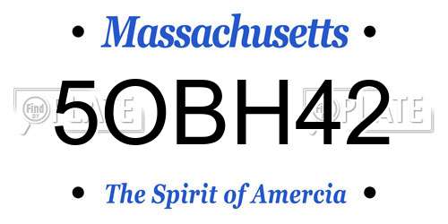 5OBH42 Massachusetts License Plate