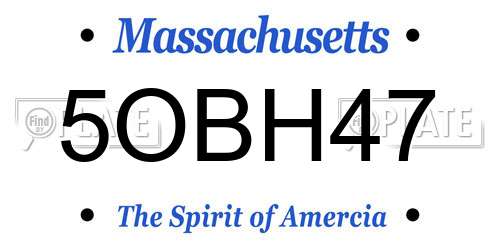 5OBH47 Massachusetts License Plate