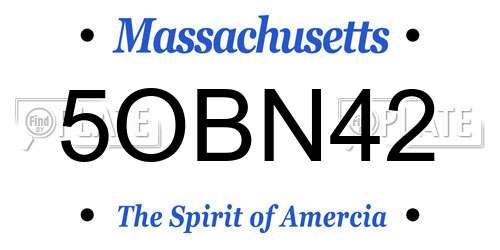 5OBN42 Massachusetts License Plate