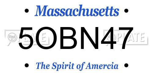 5OBN47 Massachusetts License Plate