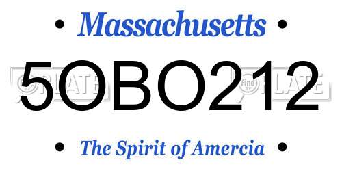 5OBO212 Massachusetts License Plate