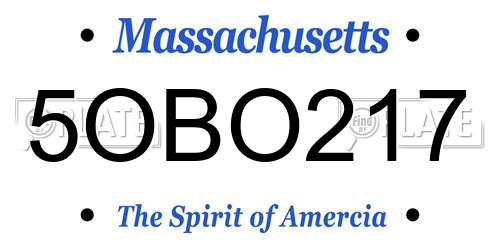 5OBO217 Massachusetts License Plate