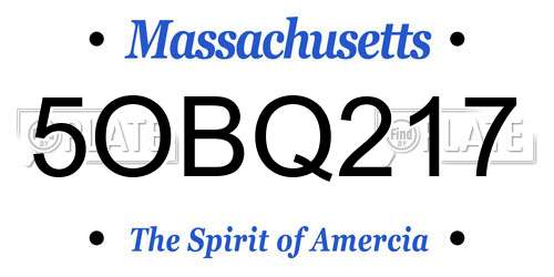 5OBQ217 Massachusetts License Plate