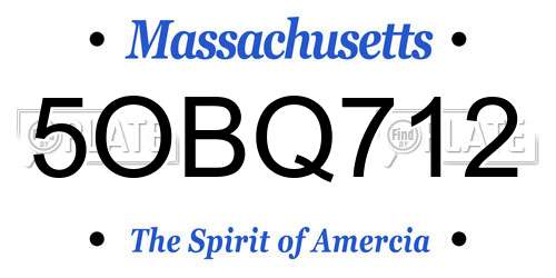 5OBQ712 Massachusetts License Plate