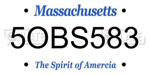 5OBS583 Massachusetts License Plate
