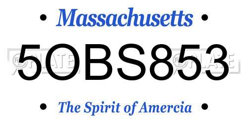 5OBS853 Massachusetts License Plate