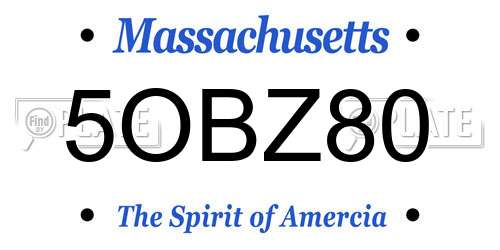 5OBZ80 Massachusetts License Plate