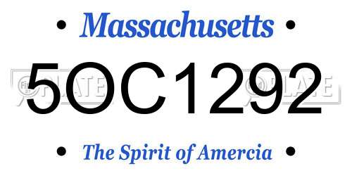 5OC1292 Massachusetts License Plate