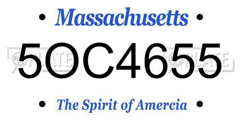 5OC4655 Massachusetts License Plate
