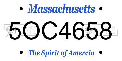 5OC4658 Massachusetts License Plate