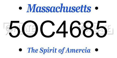 5OC4685 Massachusetts License Plate