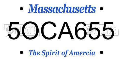 5OCA655 Massachusetts License Plate