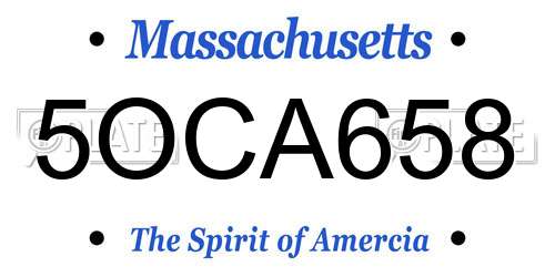 5OCA658 Massachusetts License Plate