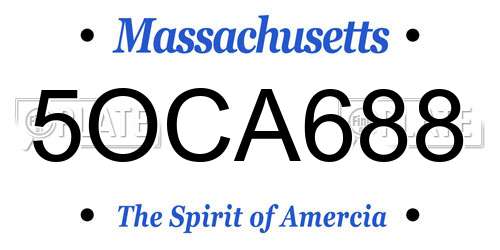 5OCA688 Massachusetts License Plate