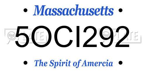 5OCI292 Massachusetts License Plate