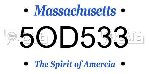 5OD533 Massachusetts License Plate
