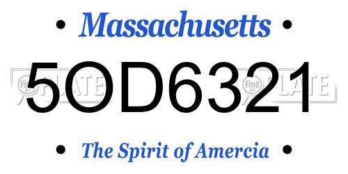 5OD6321 Massachusetts License Plate