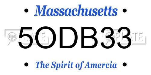 5ODB33 Massachusetts License Plate