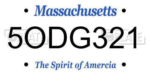 5ODG321 Massachusetts License Plate