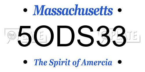 5ODS33 Massachusetts License Plate