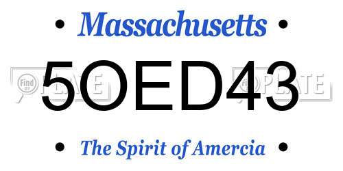 5OED43 Massachusetts License Plate