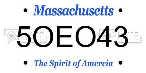 5OEO43 Massachusetts License Plate