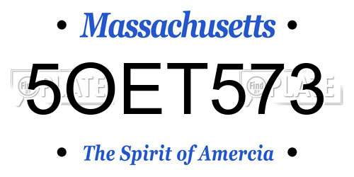 5OET573 Massachusetts License Plate