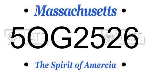 5OG2526 Massachusetts License Plate