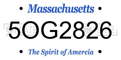 5OG2826 Massachusetts License Plate