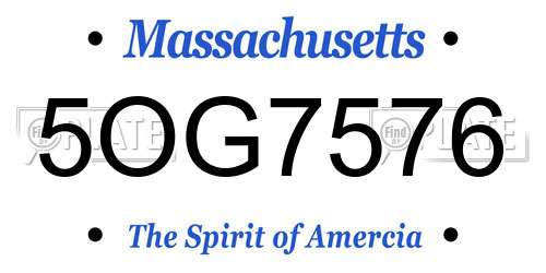 5OG7576 Massachusetts License Plate