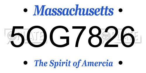 5OG7826 Massachusetts License Plate