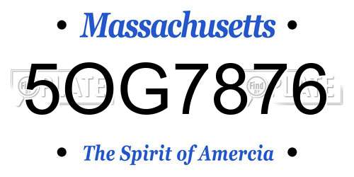5OG7876 Massachusetts License Plate