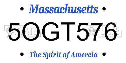 5OGT576 Massachusetts License Plate