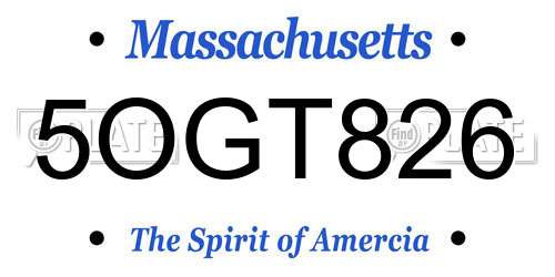 5OGT826 Massachusetts License Plate