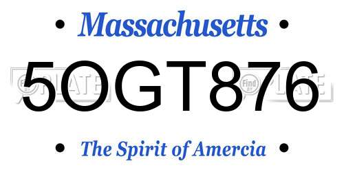 5OGT876 Massachusetts License Plate