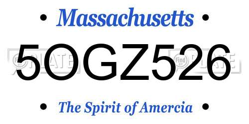 5OGZ526 Massachusetts License Plate