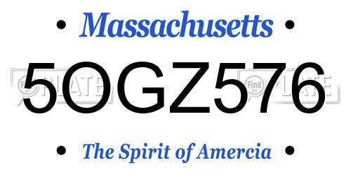 5OGZ576 Massachusetts License Plate