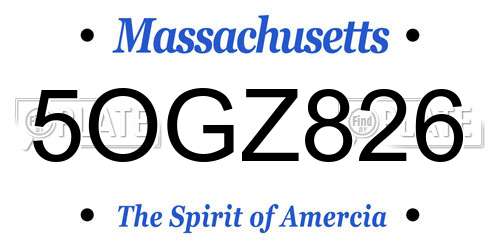 5OGZ826 Massachusetts License Plate