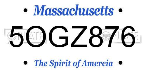 5OGZ876 Massachusetts License Plate