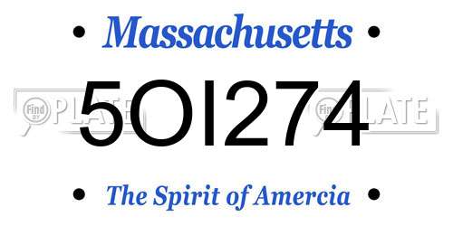 5OI274 Massachusetts License Plate