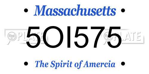 5OI575 Massachusetts License Plate