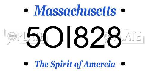 5OI828 Massachusetts License Plate